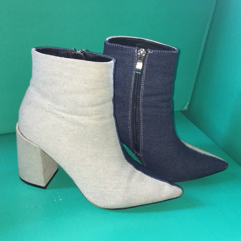 Two tone Denim booties